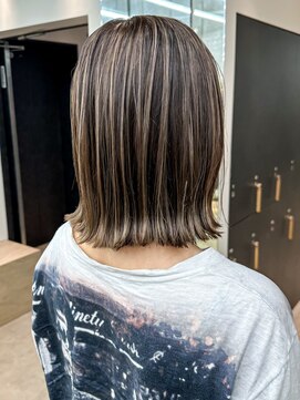 ロンドシエル 横浜(Lond ciel) ミニウルフチェリーブラウンブリーチなしショートボブ前髪/