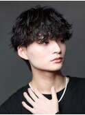 シャドウパーマスパイラルパーマラウンドマッシュ襟足あり