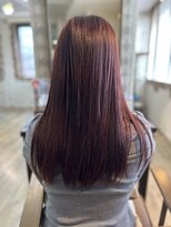 ヘア カンパニー トワ 千葉店(TOWA)&nbsp;ボルドー×伸ばしかけストレート