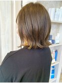 福山市美容室人気 Caary 切りっぱなしボブ インナーベージュ