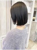 福山市Caary学生学割内巻きワンレンボブ暗髪黒髪ウェットヘア