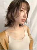 外ハネぱつっとボブ外ハネボブパーマ顔まわりレイヤーボブウルフ