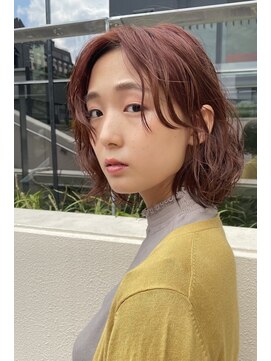 ミラレスカ 栄(MIRA RESCA) ボブパーマ×オレンジブラウンカラー