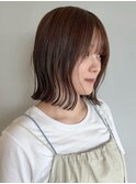 切りっぱなしボブ / オリーブベージュ / シースルーバング