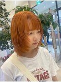 オレンジカラー×レイヤーカット