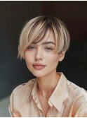 【ナチュラルアシメ】ハイライトベージュ・ニュアンスボブ