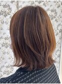 30代40代50代/大人ボブ／外はねボブ/ベージュブラウン