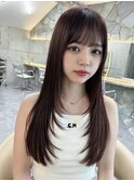 韓国ヘアディープレッドブリーチ無し髪質改善透明感カラー