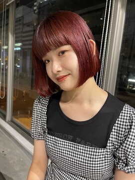 リム(LIM) bob×ブリーチなしのレッドカラー