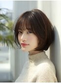 トレンドショコラブラウンコンパクトボブフェミニン