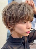 10代20代30代小顔顔まわり似合わせ耳かけショートパーマ