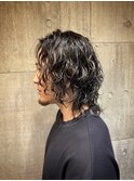 1882渋谷メンズ黒髪ハイライトメッシュツイストスパイラルパーマ