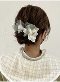 着物　ヘアセット　ミディアム　まとめ髪　ゆるふわ　大阪