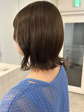 トリート 千葉店(TREAT) オリーブベージュ×切りっぱなしボブ