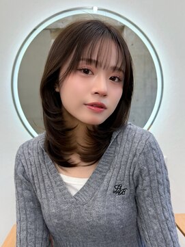 ガーデン 渋谷(GARDEN) 韓国風フェイスレイヤーミディアムシースルーバングヘア