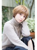 ひし形で大人可愛く☆丸みショートボブ☆グレージュ