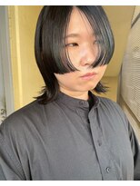 ステップカット/インナーカラー/くすみグリーン