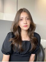 ノク 渋谷(nok)&nbsp;韓国ヘア センターパート_レイヤーロングピンクベージュ