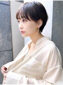 大人かわいい小顔ひし形マッシュショートボブ黒髪渋谷原宿神宮前