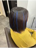 #プルエクステ#ブルー#ハイライト
