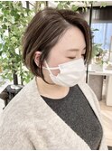 大人可愛いショート/小顔/ハイライト/白髪ぼかし/30代/40代