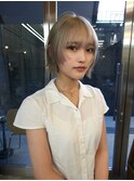 レイヤーボブハッシュボブウルフボブミルクティーベージュ