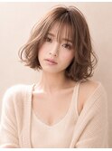 ◆くびれゆるふわ小顔ボブ【グレージュ/デザインカラー】