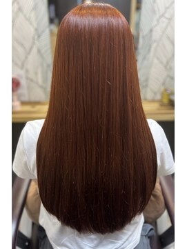 ヘアーカルチャー 小倉台店 HAIR CULTURE ロングストレートオレンジブラウン大人可愛い艶髪スタイル