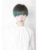 黒髪/グレーベージュ/レイヤーロング/前髪パーマ/銀座
