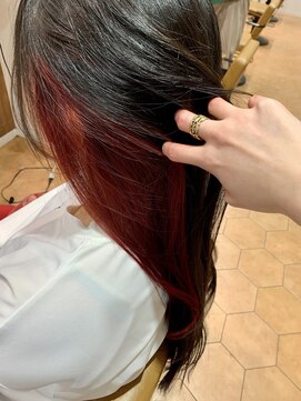 アズールサン 草加西口店(azule-sun) イヤリングカラー,レッド,ケアブリーチ【草加】