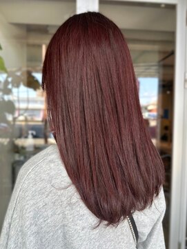 ヒース 姪浜(Heath) ピンクブラウン　ストレート　艶カラー　セミロング　うる艶