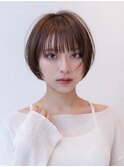 大人かわいい前髪セシルカットココアブラウンフリンジウェーブ