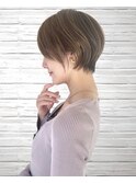丸みショート/マロンベージュ/丸みショートボブ/くすみベージュ