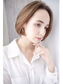 ショートボブ/白髪ぼかしハイライト/丸みショート/30代40代50代