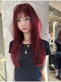 ハッシュカットとブリーチ無しで出来るだけ発色の良い暖色カラー