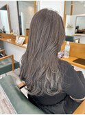 【グレージュ】【ハイトーン】【ロング】透明感グレージュ