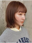 ボブ 顔まわり レイヤー 前髪 ナチュラルブラウン 前髪カット