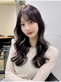 ロング顔周りレイヤー前髪カット韓国ヘア_F31241