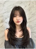 結べるレイヤーカット/グレージュブラウン/韓国巻き/顔周り