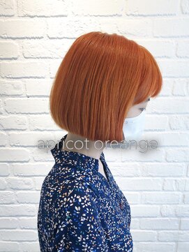 デイジー インデックスヘア 大島店(DAISY index hair) ”DAISY大島店” ハイトーンカラー アプリコットオレンジ ボブ