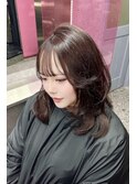 グレージュ×ミディアムレイヤー【韓国ワンホンヘア 大阪 梅田】