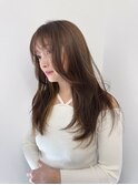 カーキグレージュ_フェザーバング_韓国ヘア