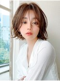 ことりベージュ／アップバング／韓国風タンバルモリボブ