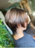 ショートウルフレイヤーくすみベージュ20代30代40代