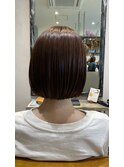 ♯柔らかピンクブラウンボブ