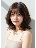 レイヤーボブハイライトブリーチレイヤーハイトーングレージュ