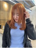 Lomalia表参道ケアブリーチダブルカラーオレンジカラー