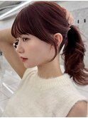 顔まわりレイヤーカットバタフライカットココアブラウン