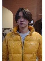 エディ(Edy)&nbsp;メンズセンターパートマッシュウルフニュアンスパーマ眉毛カット