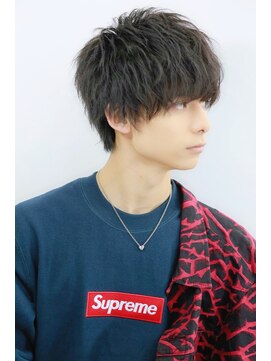 アトラクト(AttRact) メンズヘア ウルフヘア 黒髪 ビジネス スパイラルパーマ